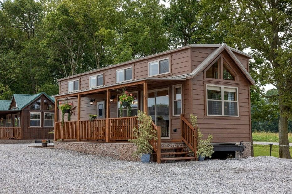 The Baltic RV Park Model with Farmhouse Cabin Style