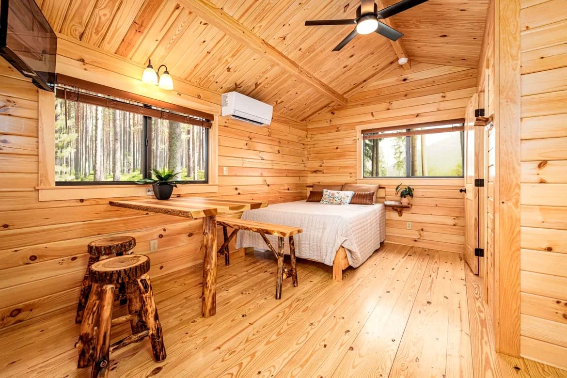 A Beautiful 195 Sq Ft Backyard Cabin Kit with a Comfortable Front Porch