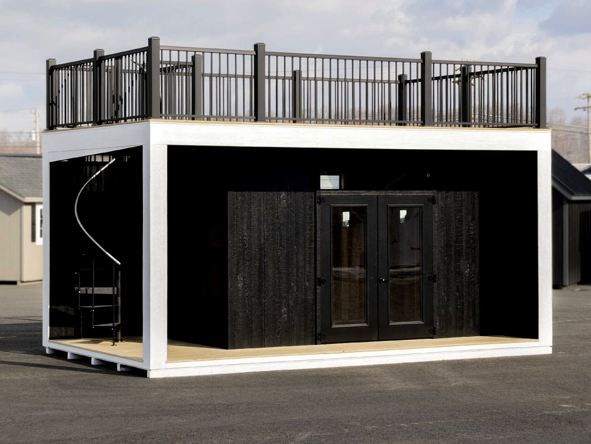 Modern 12x20 Container-Style Cabin Design with a Spacious Rooftop Deck