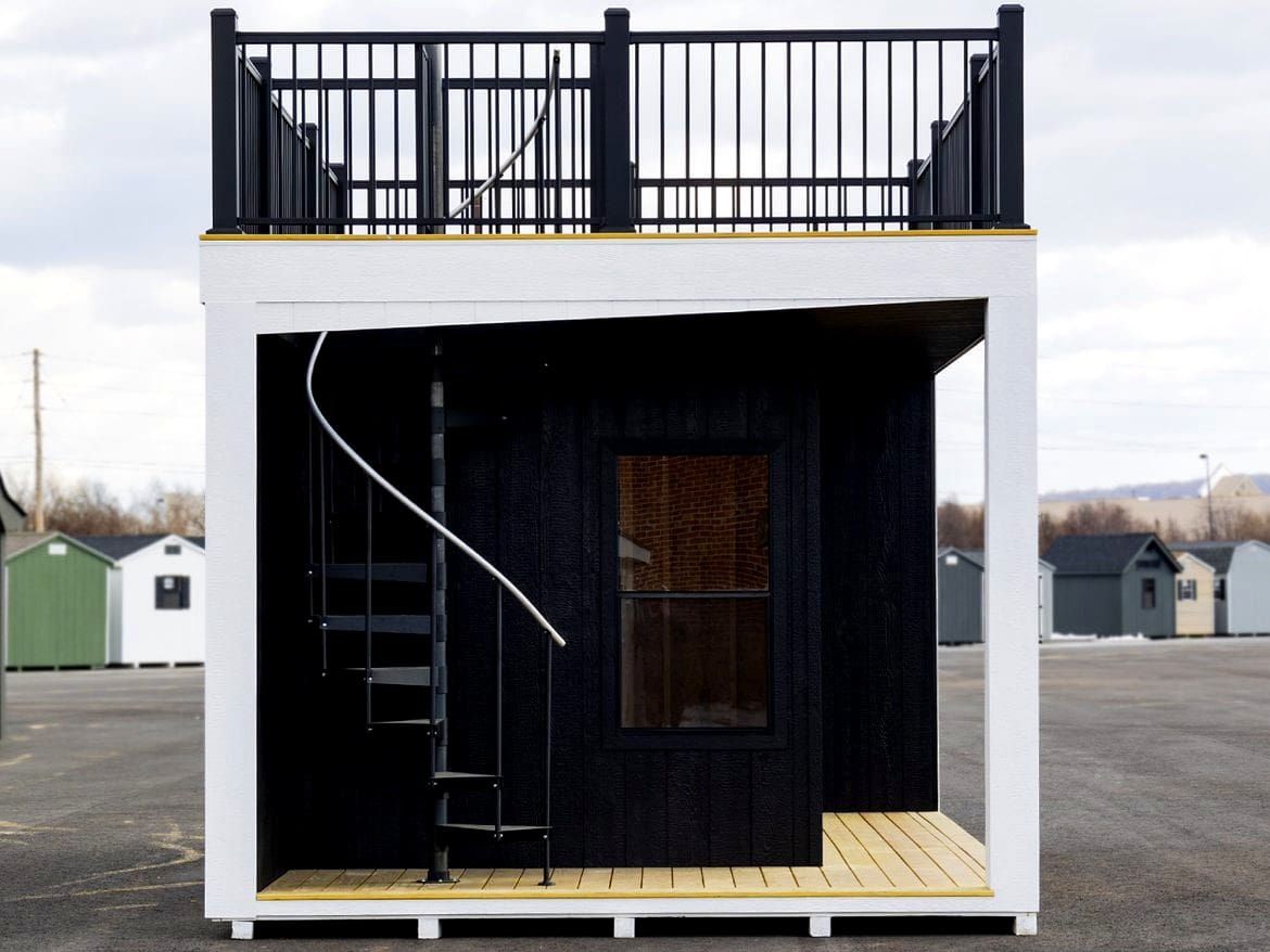 Modern 12x20 Container-Style Cabin Design with a Spacious Rooftop Deck