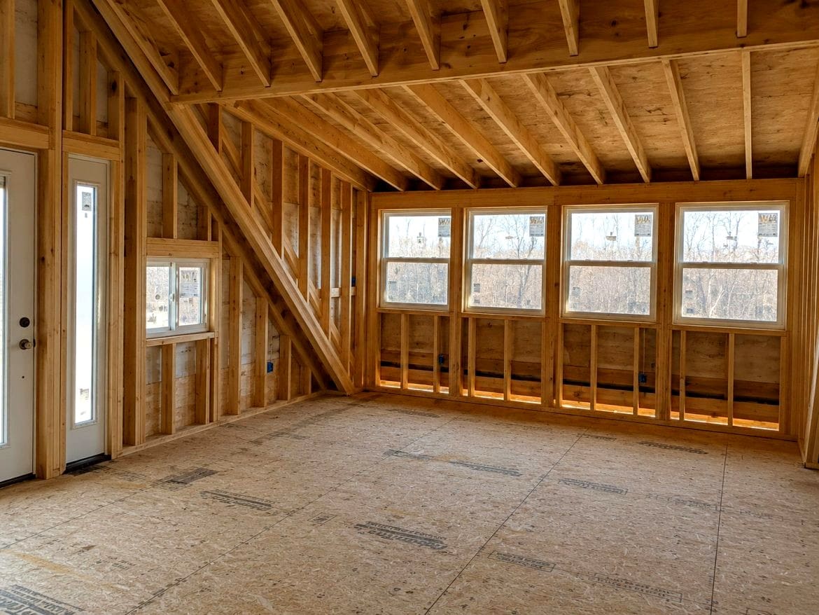 Exploring an Amish-Built Two-Story Gable Cabin Kit with Wraparound Porch