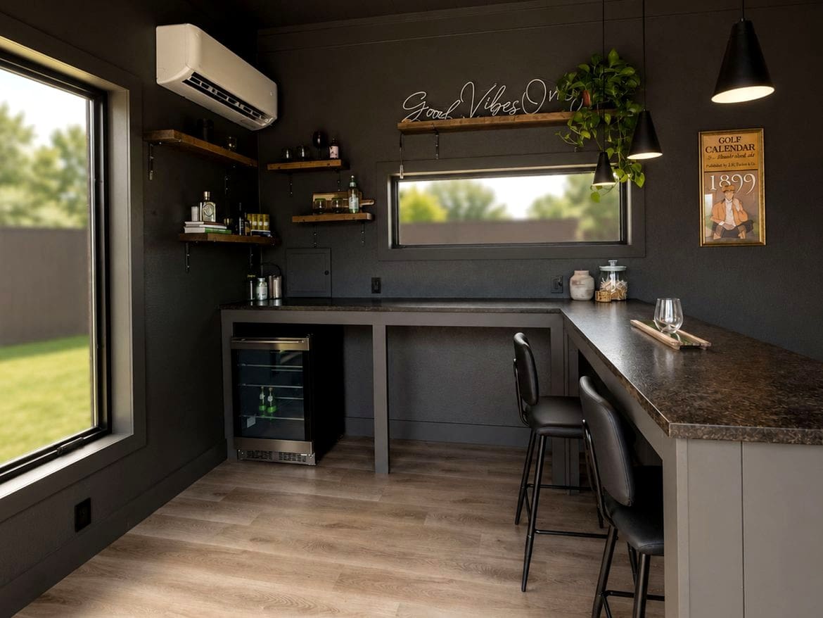 Inside the 16x36 Serenity Studio Cabin: Designed for Golf Simulators & Lounging