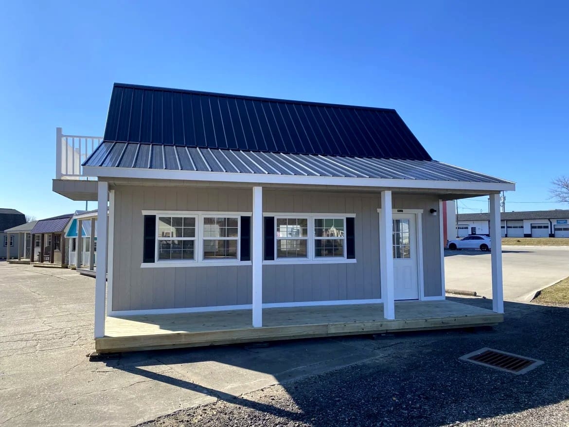 Touring a 16x24 Two-Story Gable Cabin: Elevated Balcony & Sleeping Loft