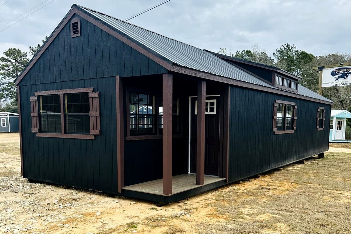 Exploring the 16×48 Portable Cabin: 768 Sq Ft with Charming Side Porch & Dormer