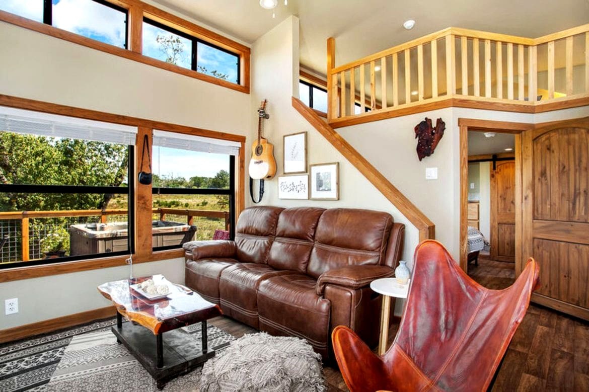 Inside Starview at Jeffrey Springs: A Romantic Hill Country Tiny House with Hot Tub