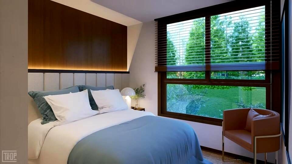 Tranquil Bedroom Sanctuary Framing Woodland Vistas